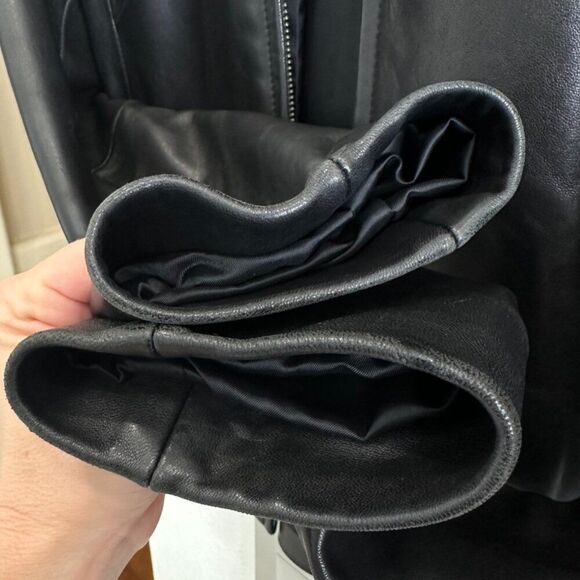 Vintage 90's y2k Black Soft Leather Fitted Jacket - Size Small S - Picture 6 of 8